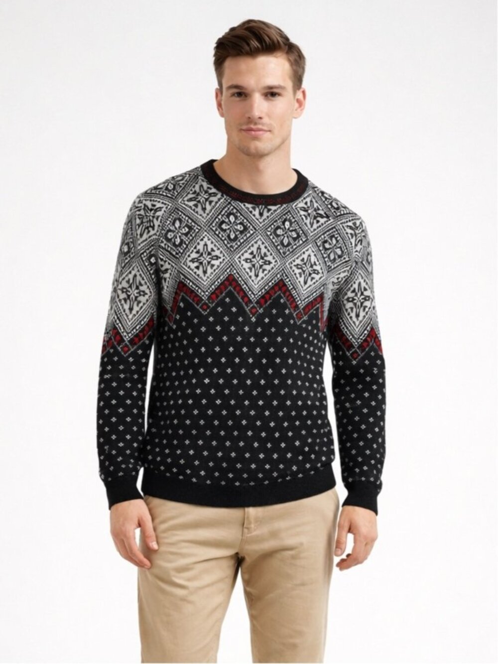 Hanna Andersson Fair Isle Nordic Crew Neck Knit Cotton Sweater Mens XS Cabin
